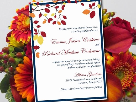 Autumn Wedding Invitation Template Muskoka