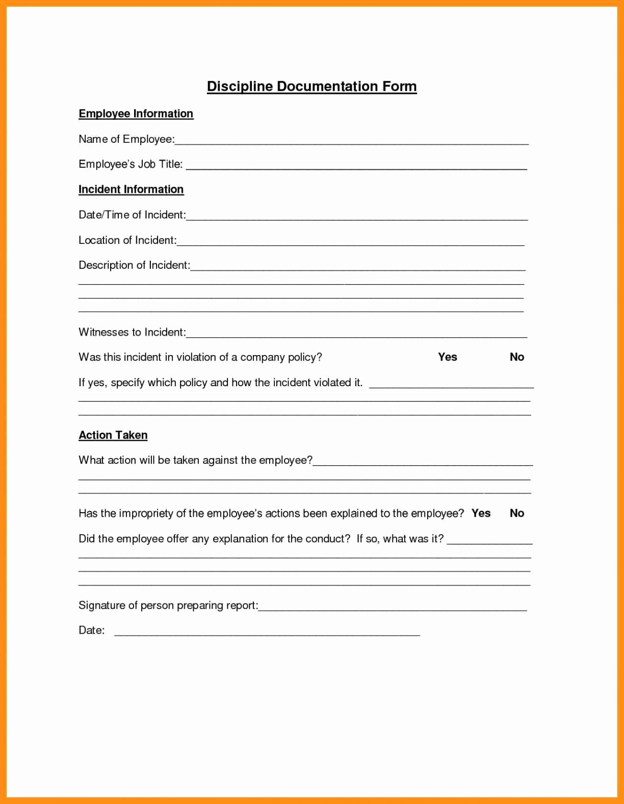 Awesome Free Printable Employee Write Up form