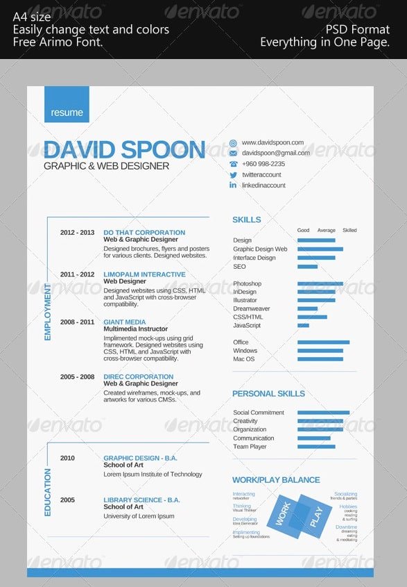 Awesome Free Resume Cv Templates 56pixels