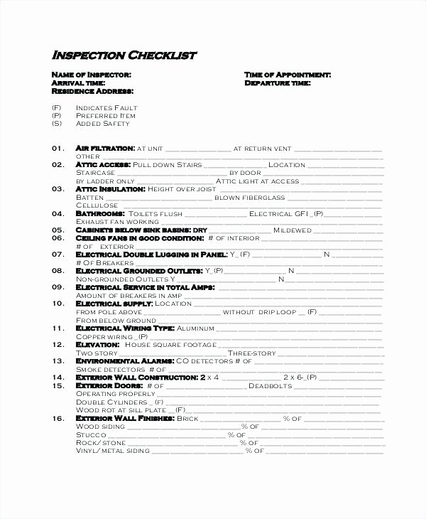 Awesome Property Inspection Checklist Template Apartment