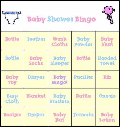 Baby Shower Bingo Template