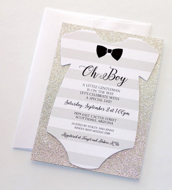 Baby Shower Esie Invitation Glitter Shower Invitation