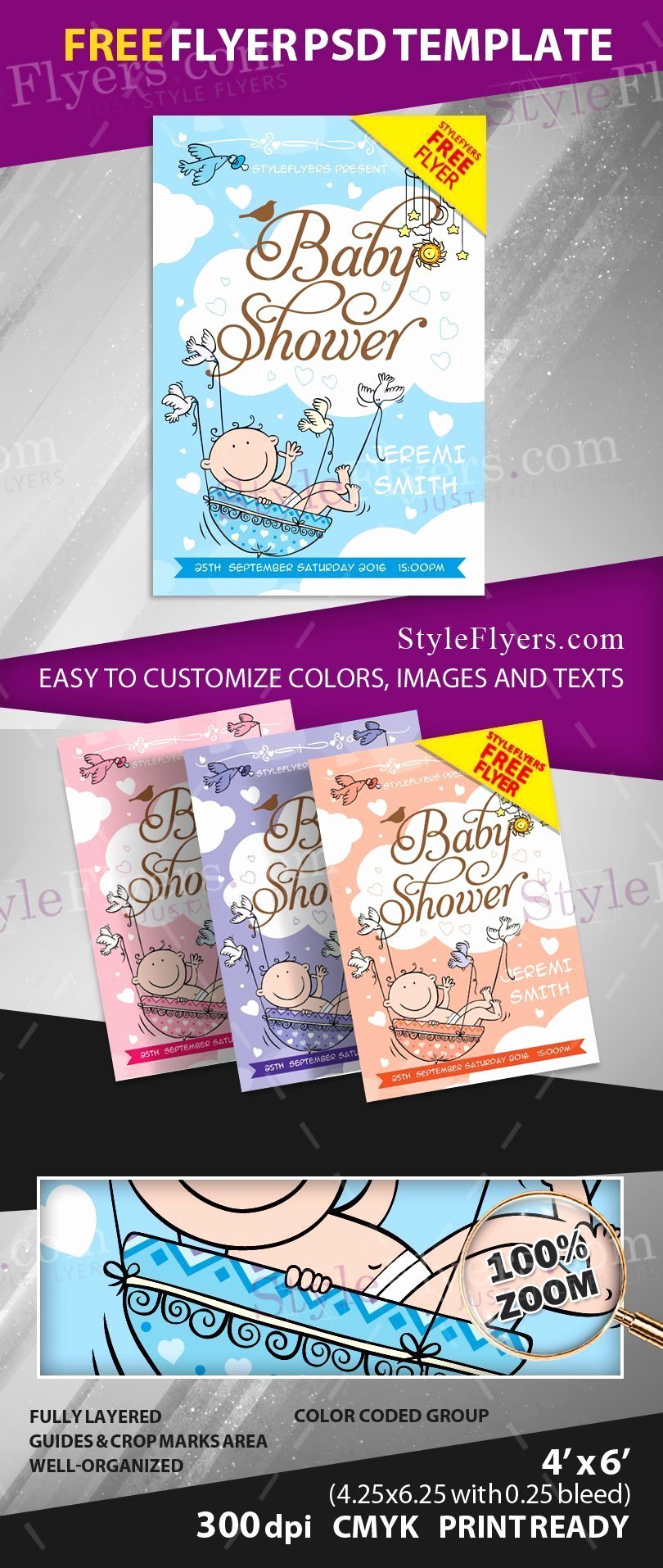baby shower flyer free psd flyer template