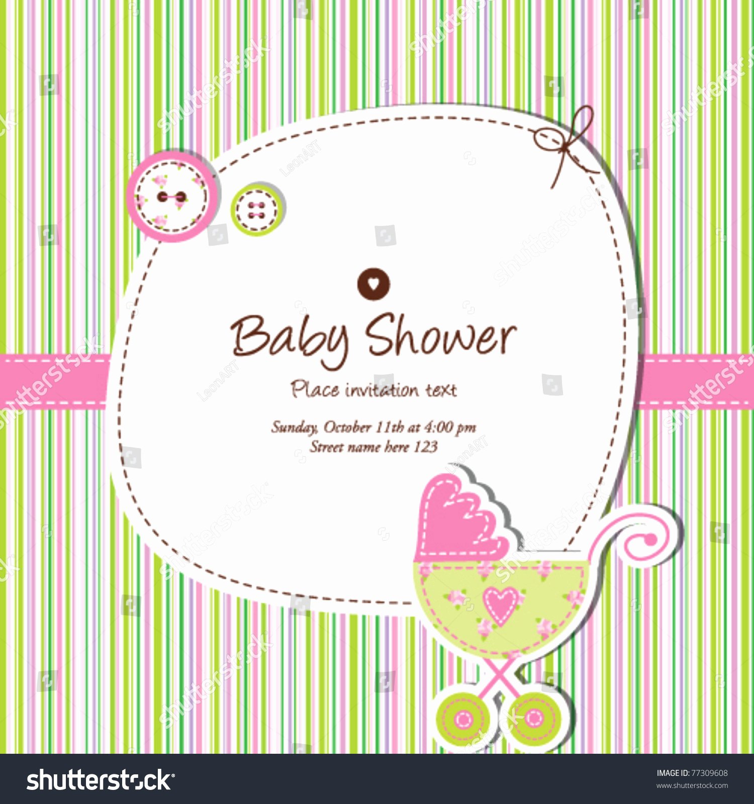 Baby Shower Invitation Template Cute Vector Stock Vector