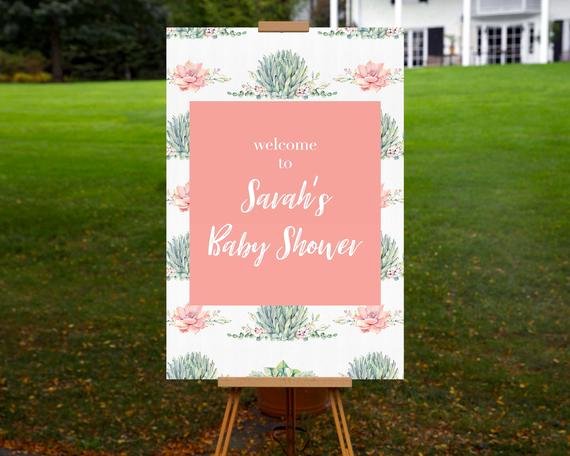 Baby Shower Wel E Sign Printable Personalized Succulent