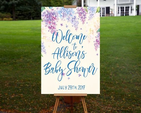 Baby Shower Wel E Sign Printable Personalized Wisteria