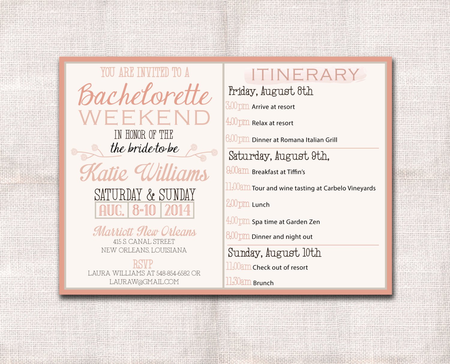 Bachelorette Itinerary Template Word