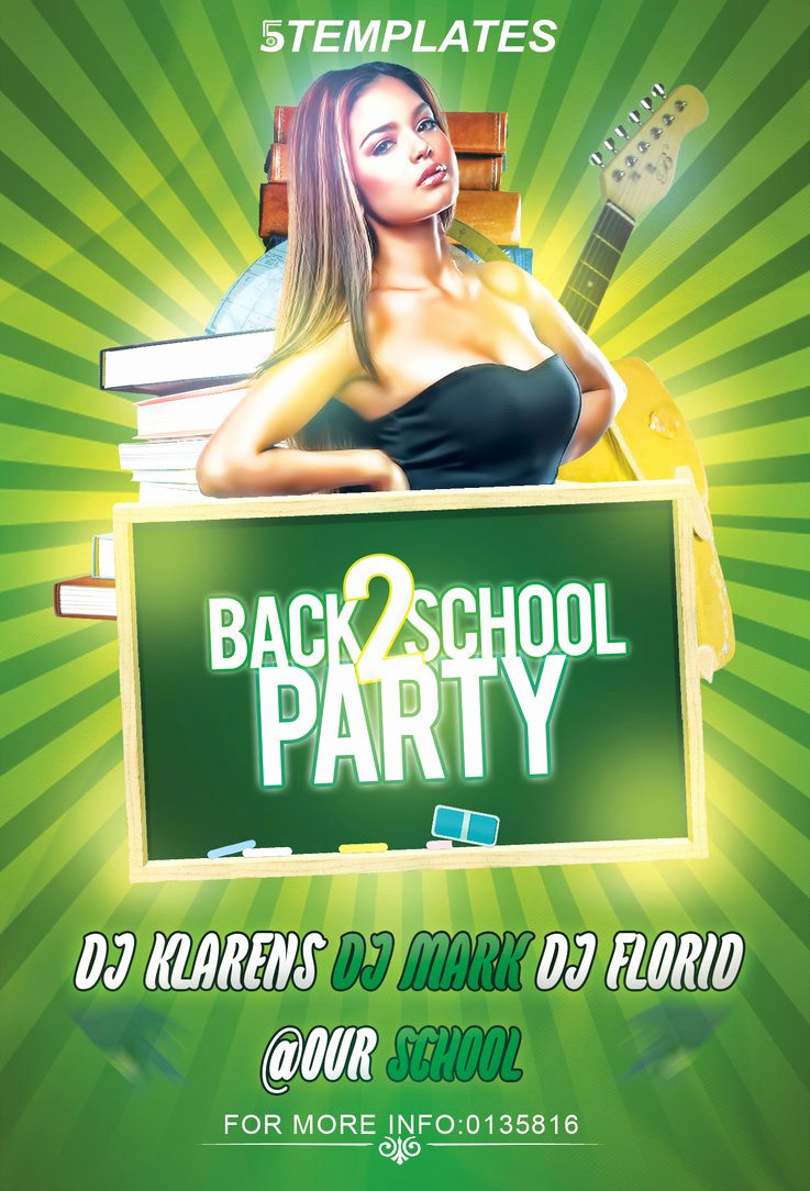 Back to School Party Flyer Free Psd Template by Klarensm
