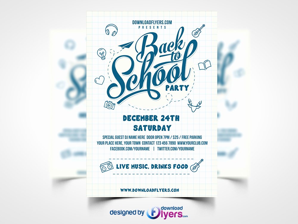 Back to School Party Flyer Template Free Psd Download Psd