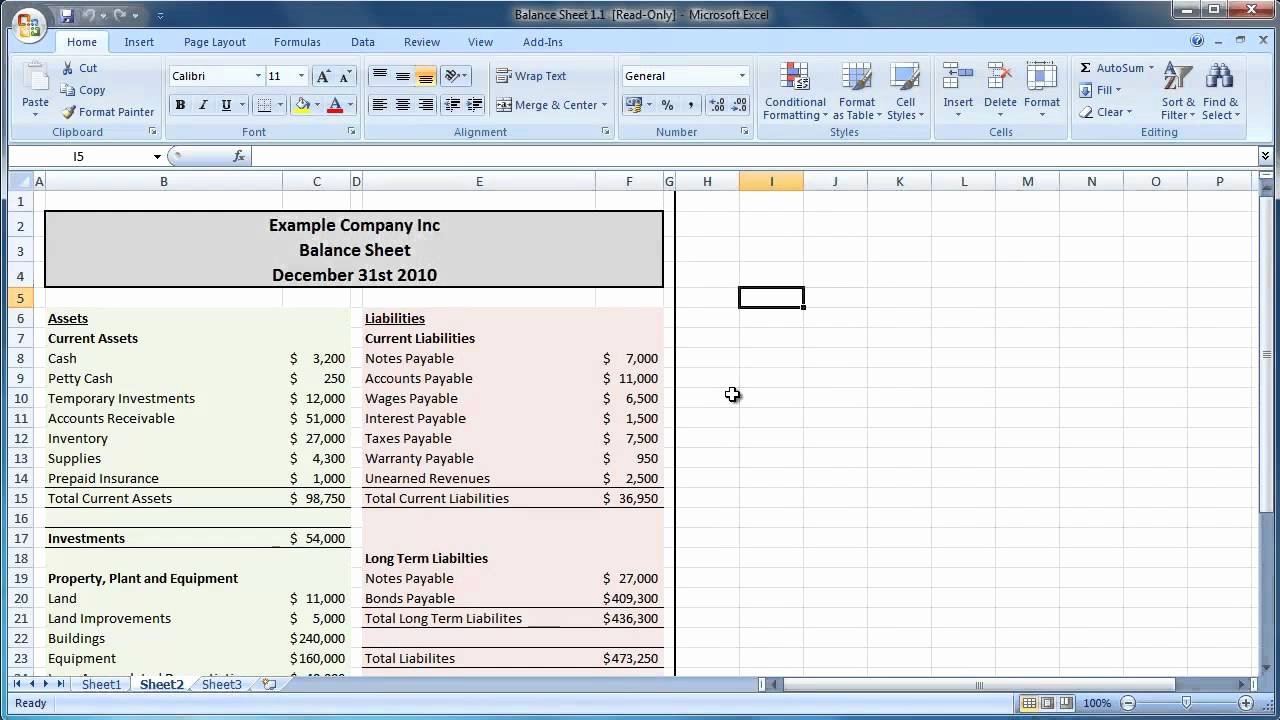Balance Sheet Template Excel Microsoft Spreadsheet