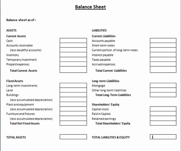 Balance Sheet Template Microsoft Word Templates