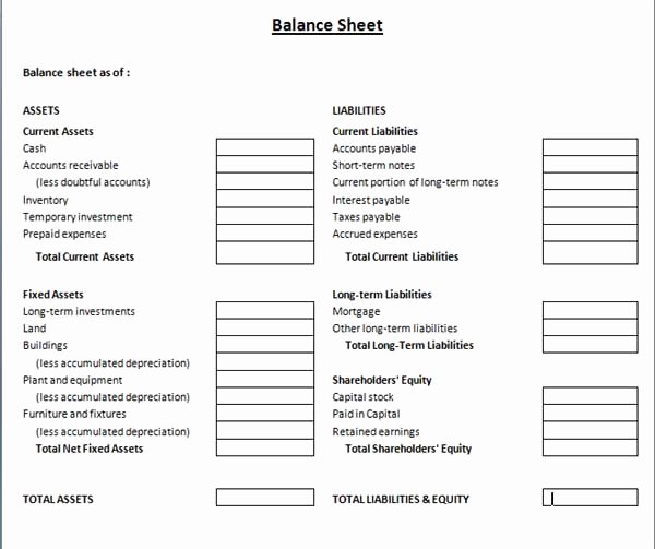 balance sheet template