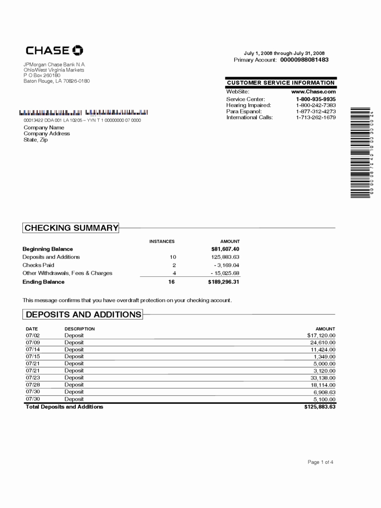 Bank Statement Template Doc