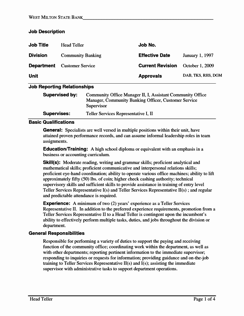 Bank Teller Resume with No Experience