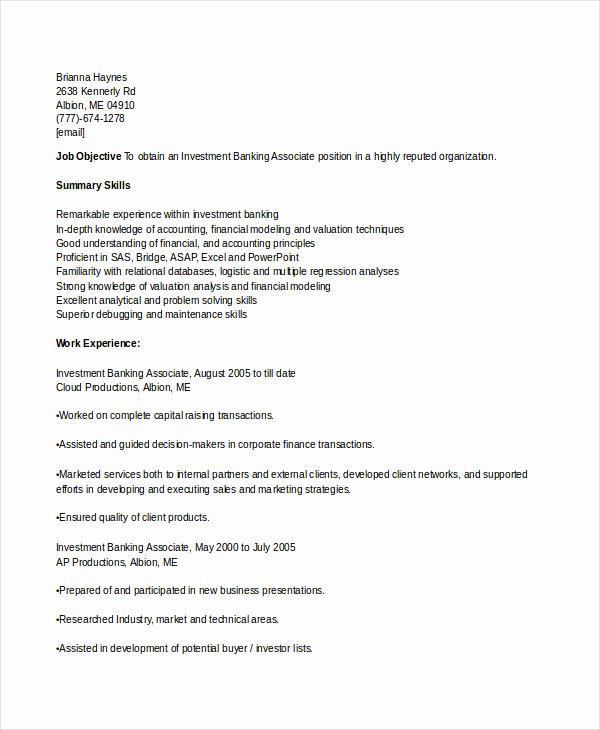 banking resume sample