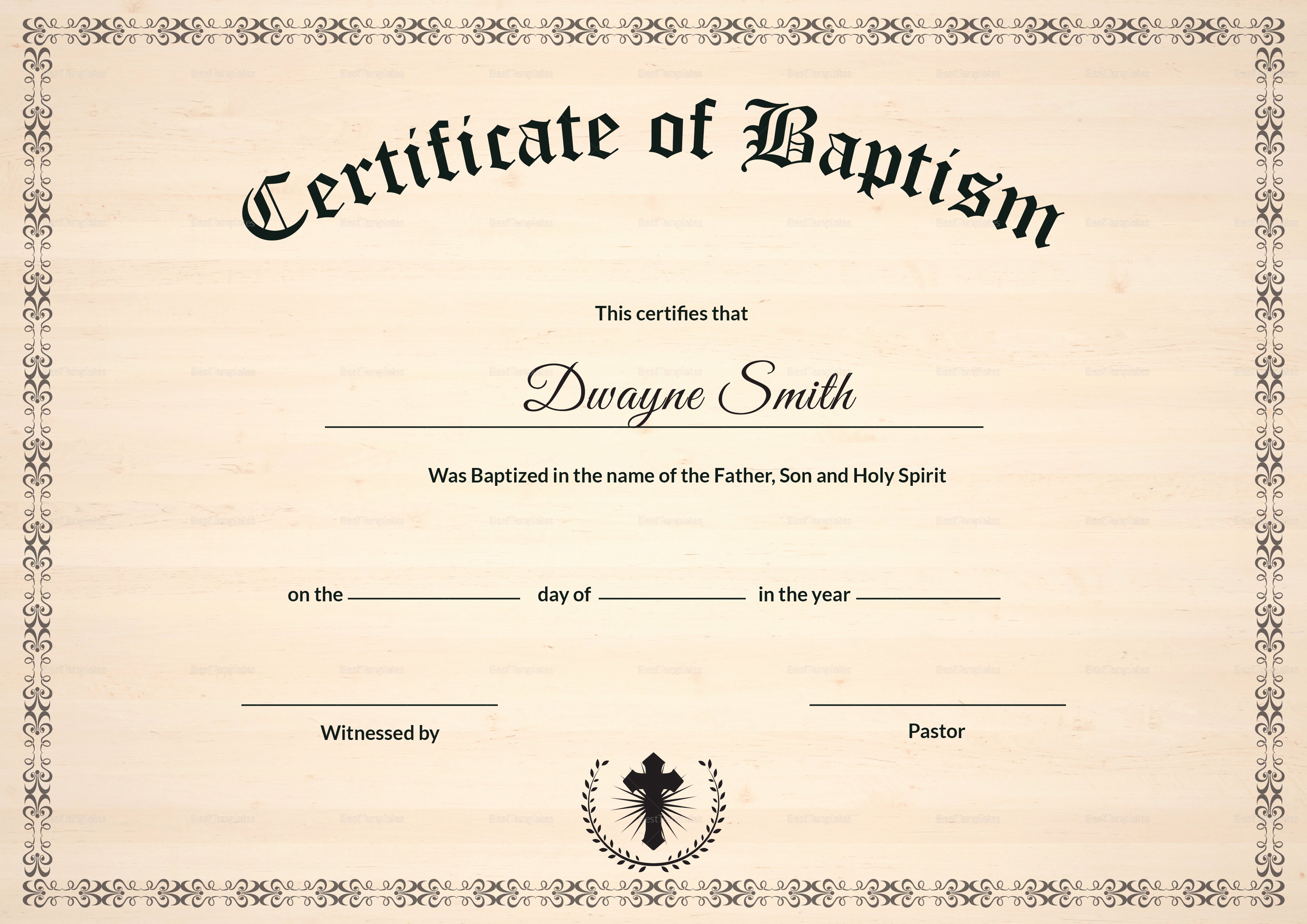 Baptism Certificate Design Template In Psd Word