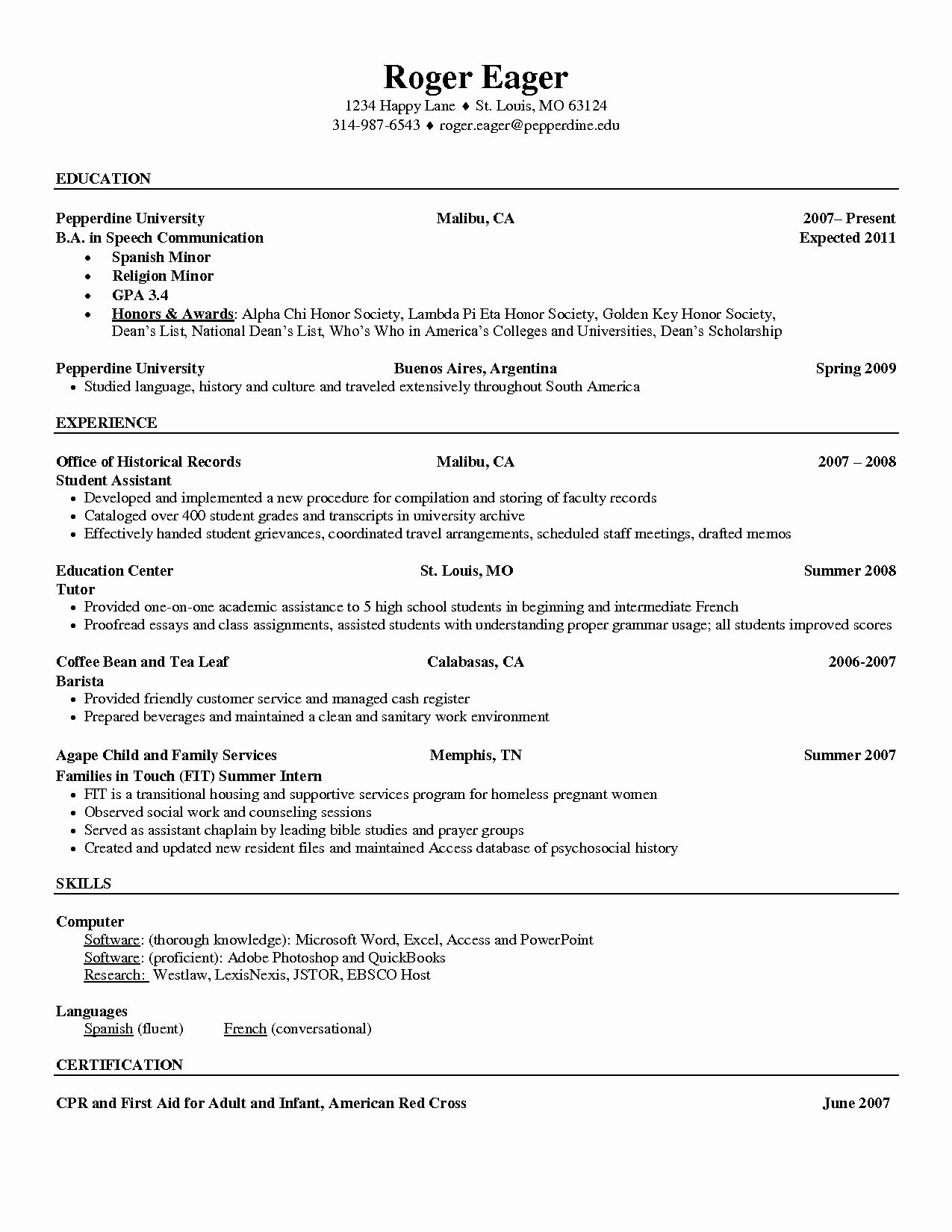 Barista Job Description Resume Samples