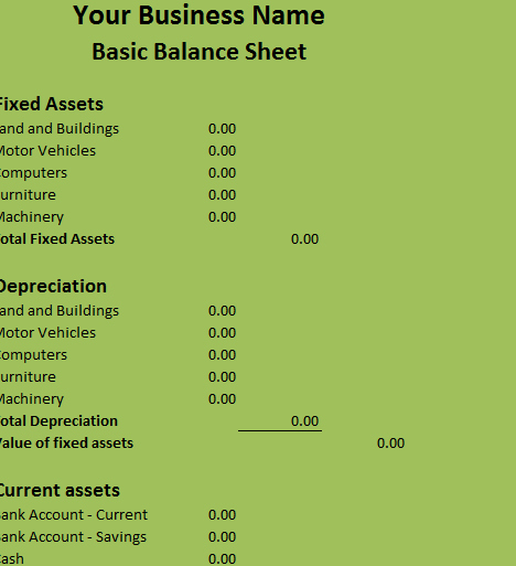 Basic Balance Sheet My Excel Templates