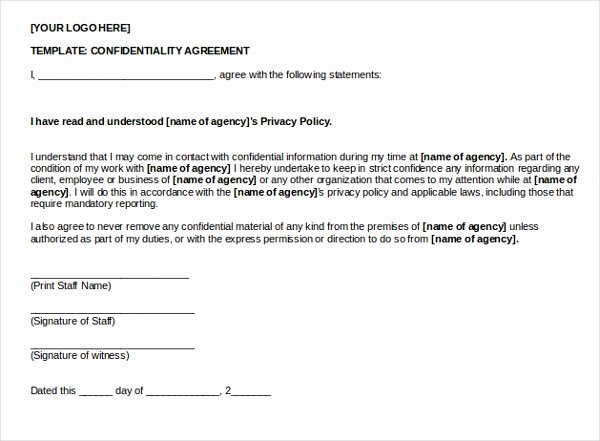Basic Confidentiality Agreement – 18 Free Word Pdf