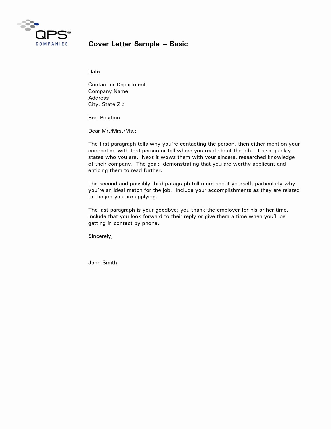 basic cover letter sample