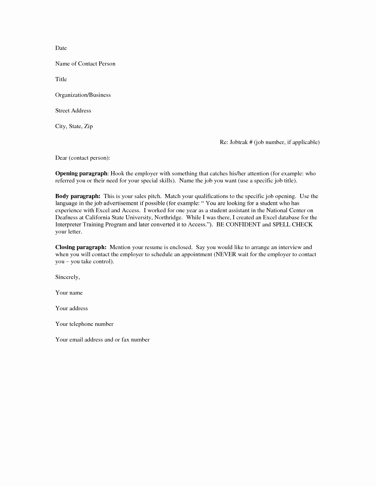 Basic Cover Letter Template Free