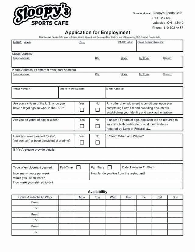 Basic Employment Application