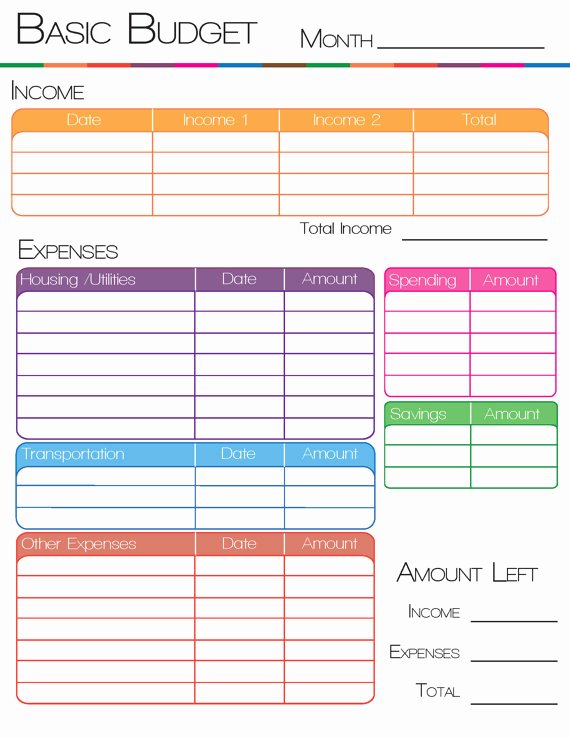 Basic Monthly Bud Template