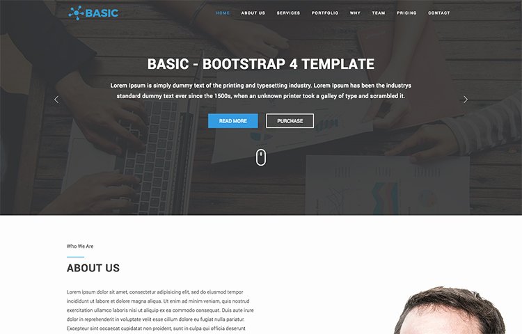 Basic Responsive Free Bootstrap 4 Template