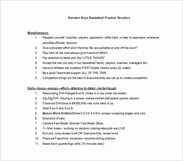 Basketball Practice Plan Template 3 Free Word Pdf