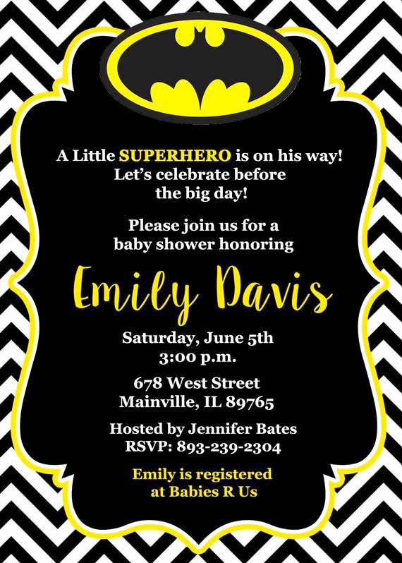 Batman Baby Shower Invitation Baby Invitation Superhero