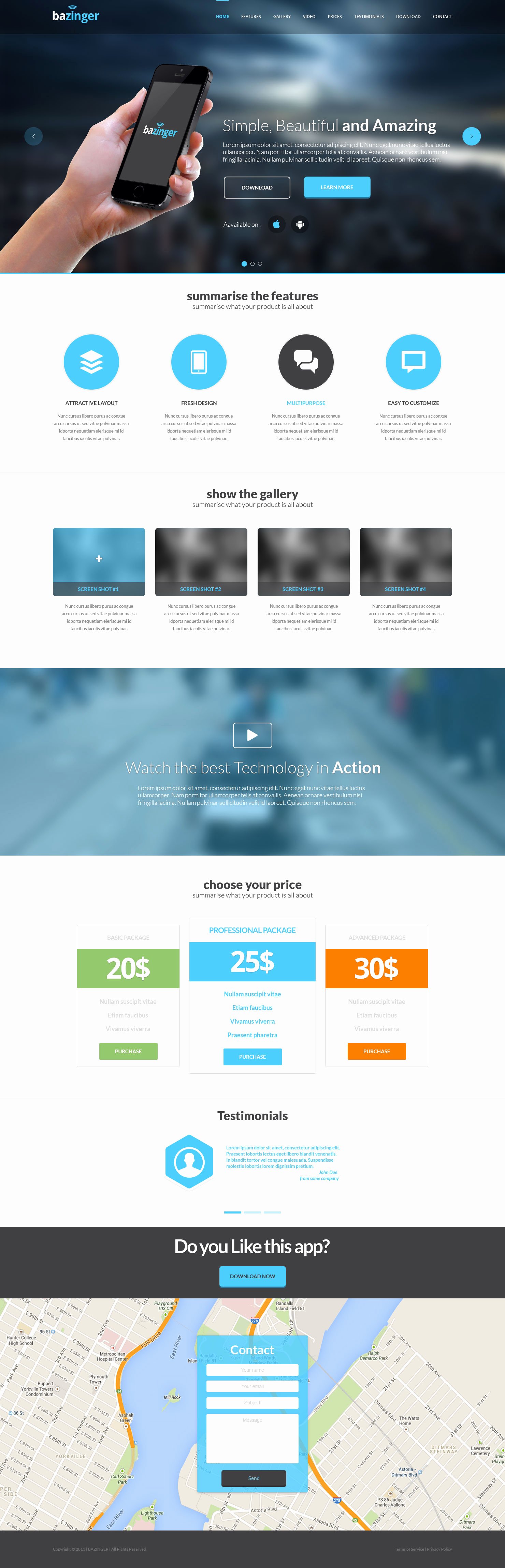 Bazinger Landing Page Free HTML Template