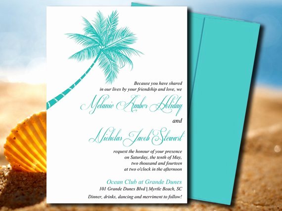 Beach Wedding Invite Microsoft Word Template Lazy Palm Blue