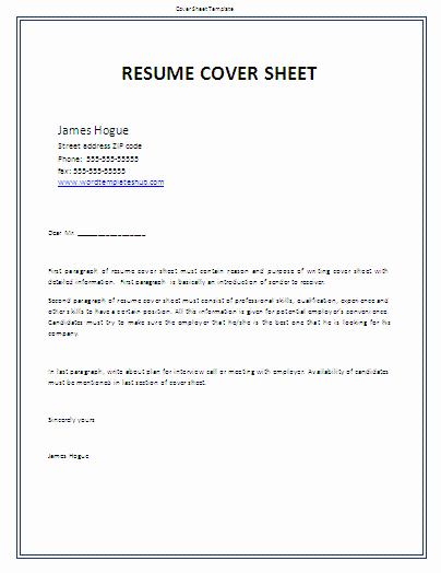 Beautiful Cover Sheet for Resume Example In What is A