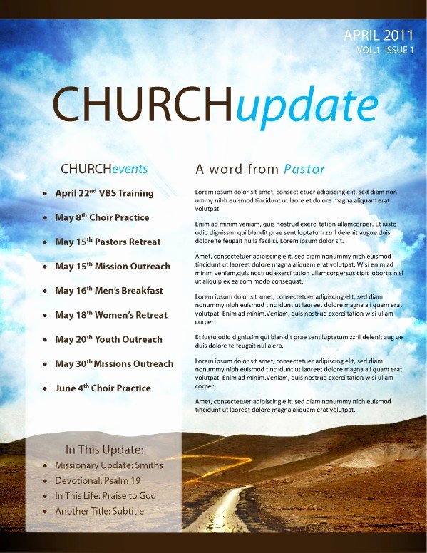 Beautiful Edit Ready Church Newsletters and Newsletter