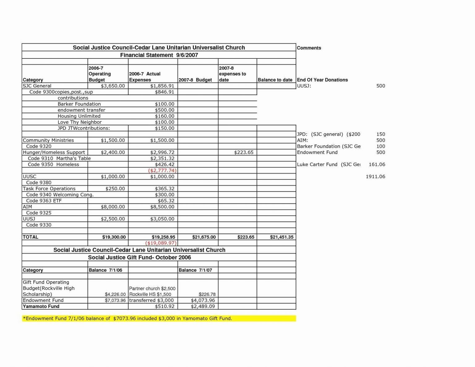 Non Profit Treasurer Report Template