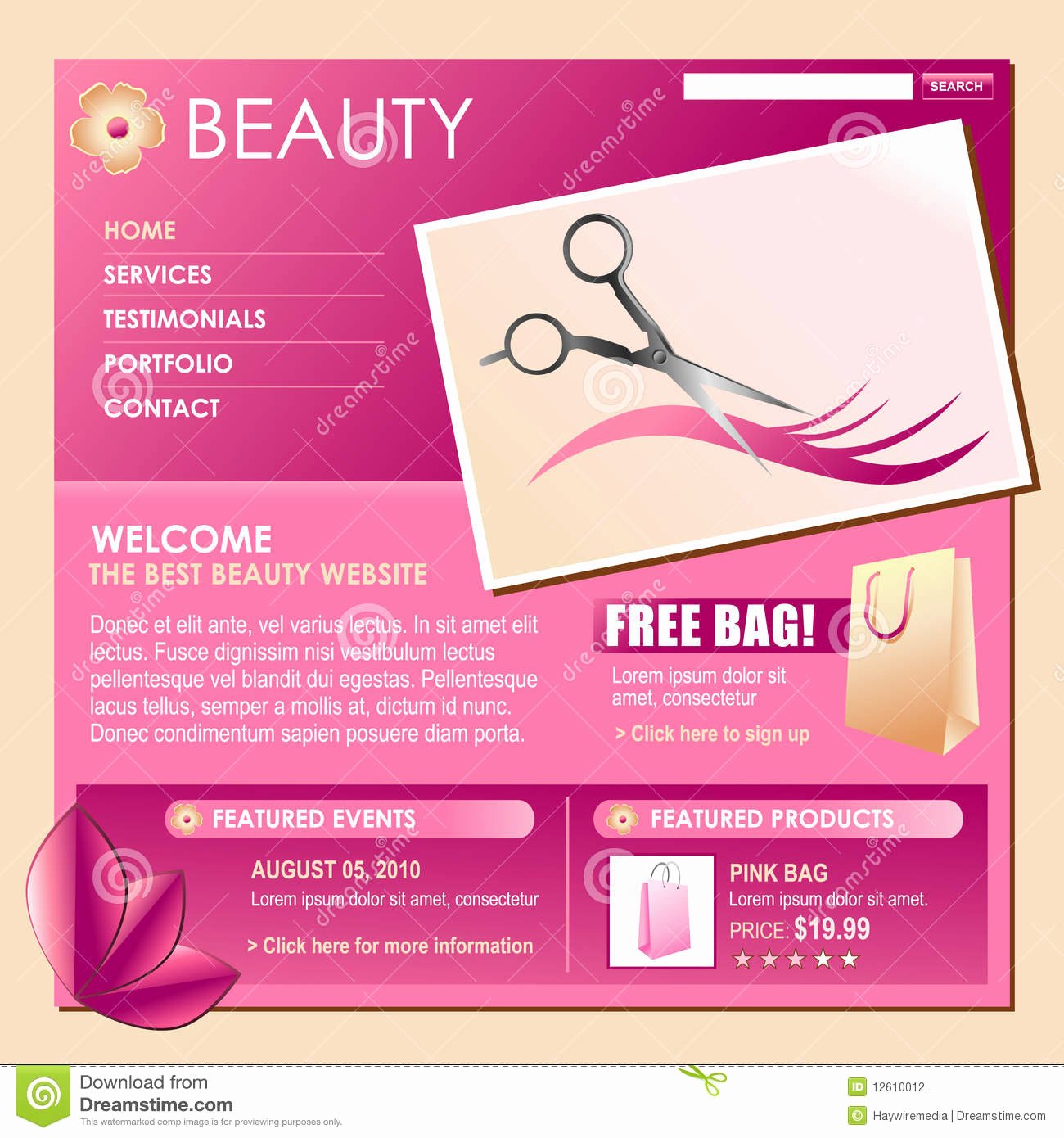 Beauty Style Hair Business Template Stock Vector Image