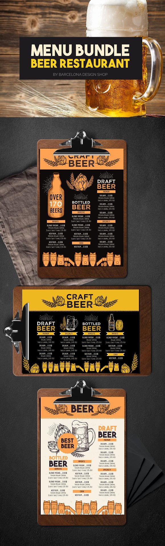 Beer Menu Bundle Brochure Templates Creative Market