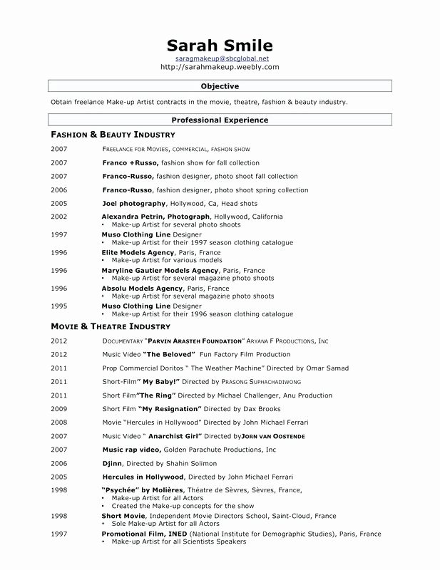 beginner makeup artist resume