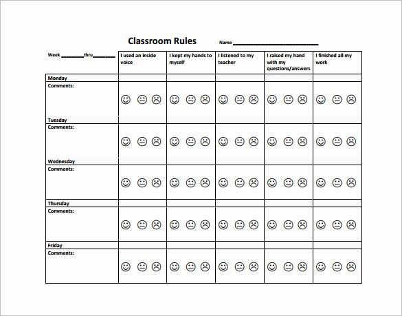 Behavior Plan Template for Elementary Students Templates
