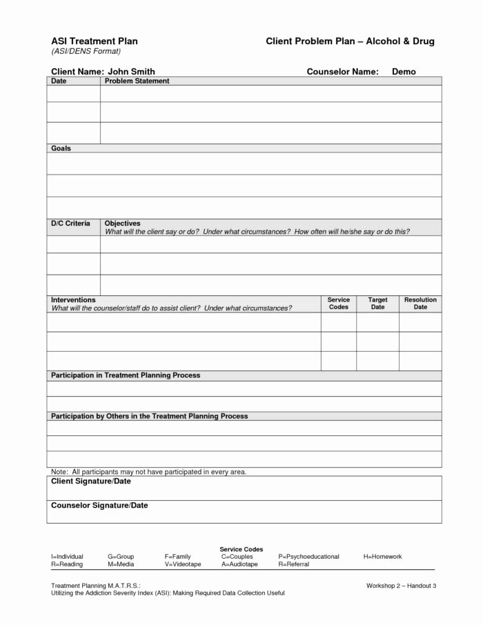 behavioral health outpatient treatment plan form