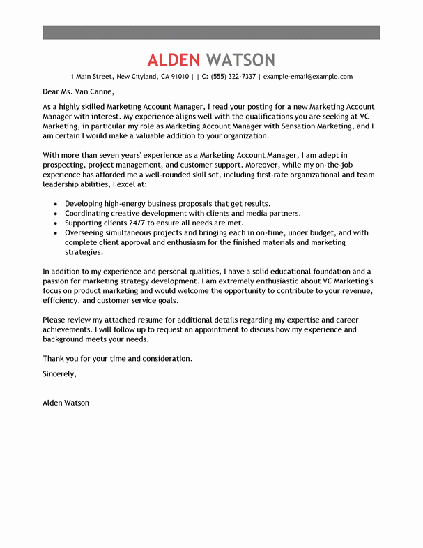 Best Account Manager Cover Letter Examples