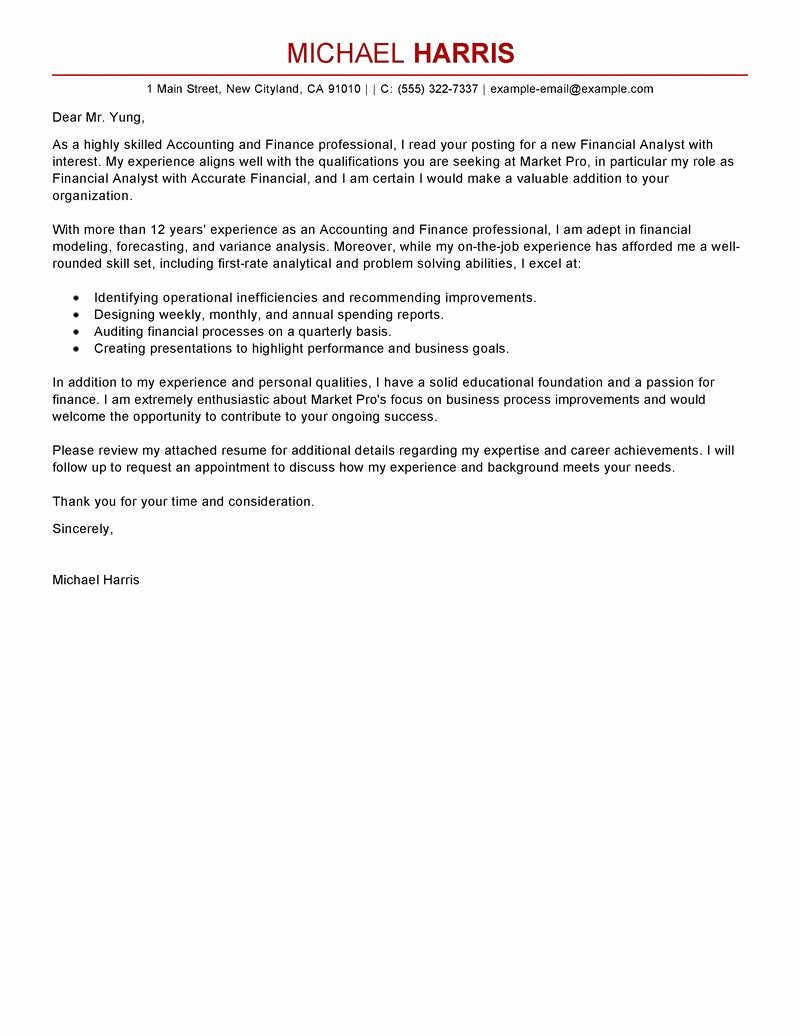 Best Accounting &amp; Finance Cover Letter Examples