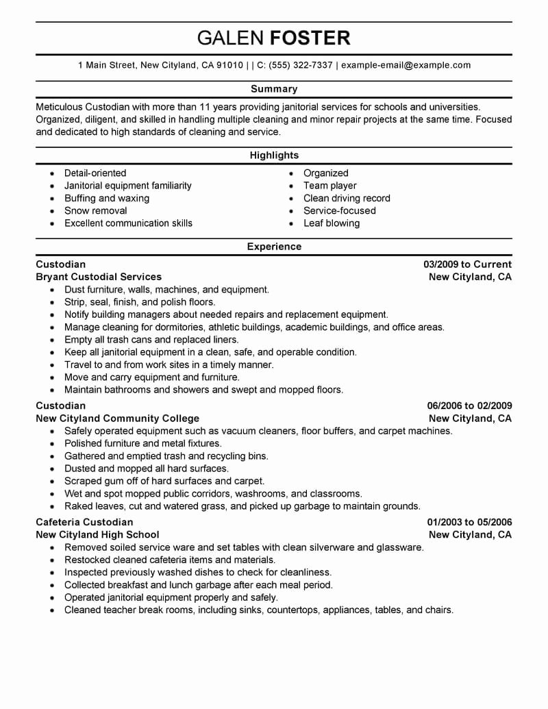 Best Cleaning Professionals Resume Example