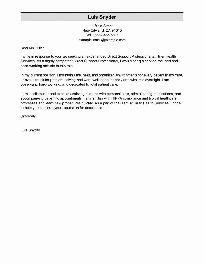 Best Direct Support Professional Cover Letter Examples