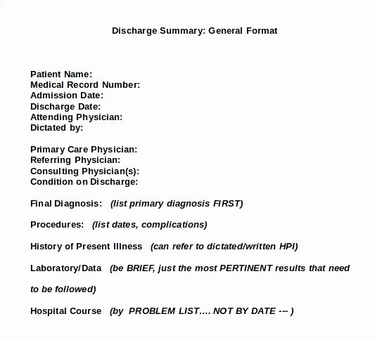 Best Example for Discharge Summary Template