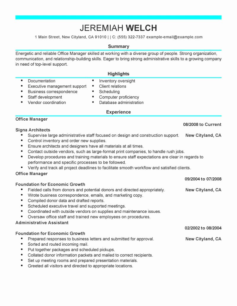 Best Fice Manager Resume Example