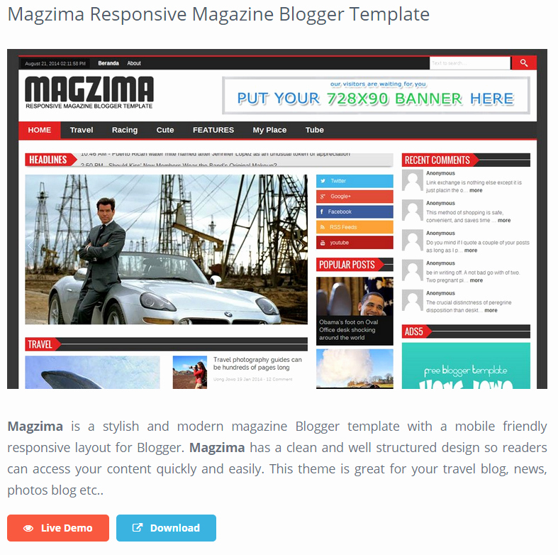 Best Free Responsive Blogger Templates