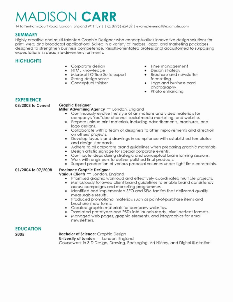 Professional Graphic Design Resumes Letter Example Template