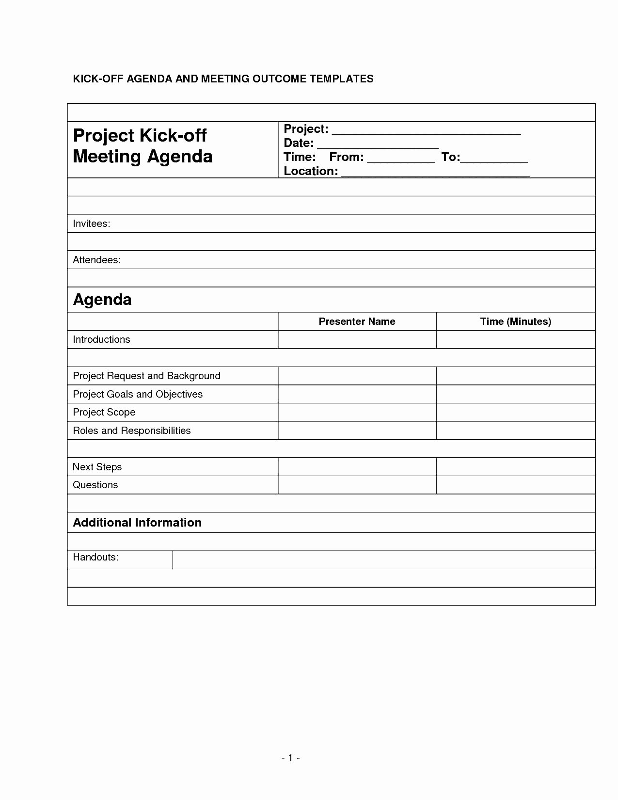 Best Kick F Agenda and Meeting Out E Template Example