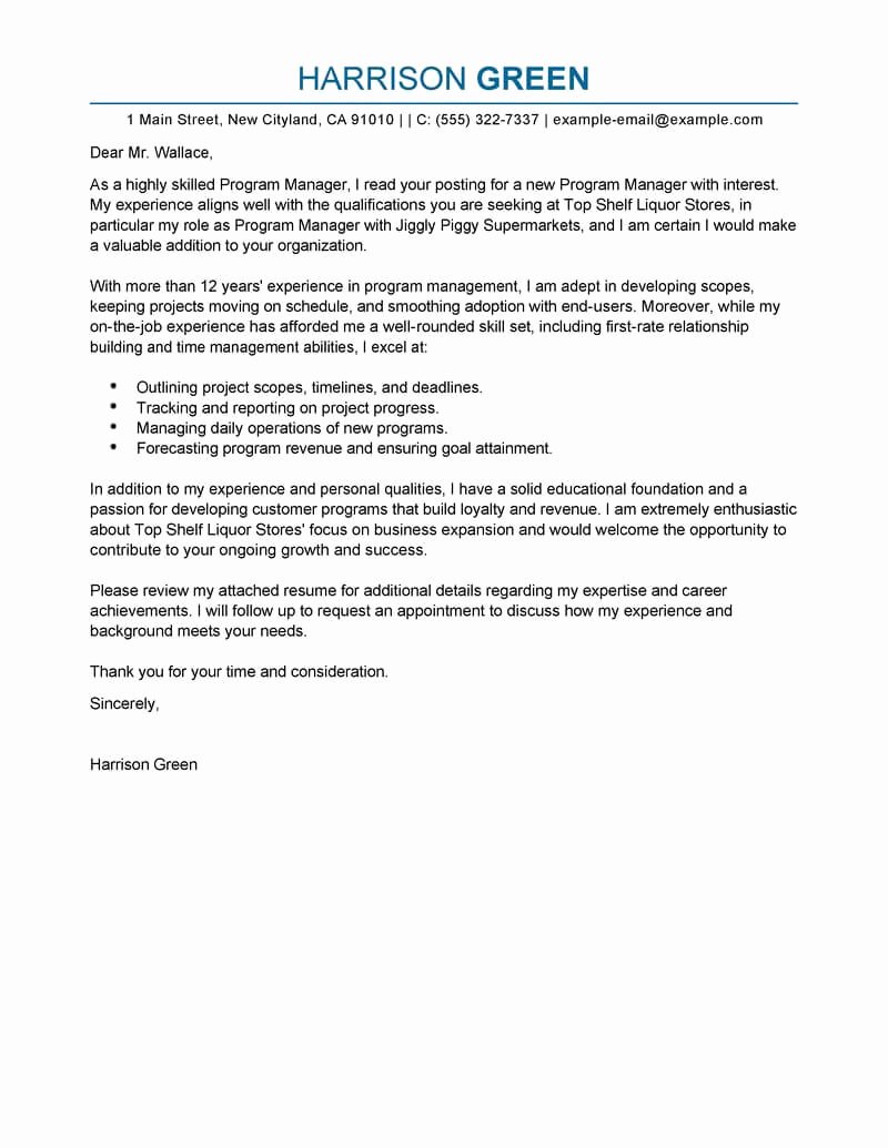 Best Management Cover Letter Examples